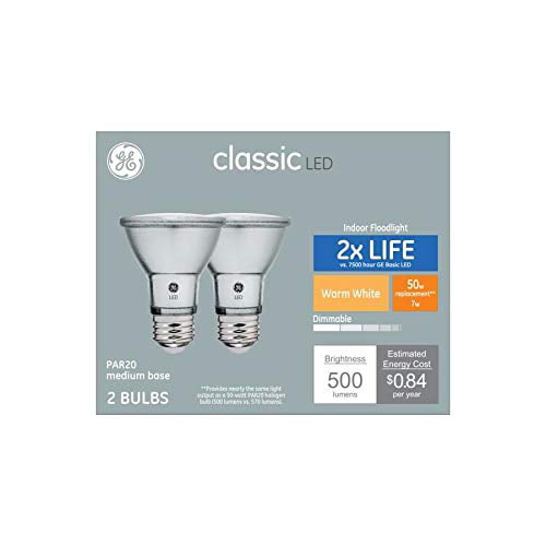Daylight GE Classic 2-Pack 50 W Equivalent Dimmable Par20 LED Light Fixture Light Bulbs 